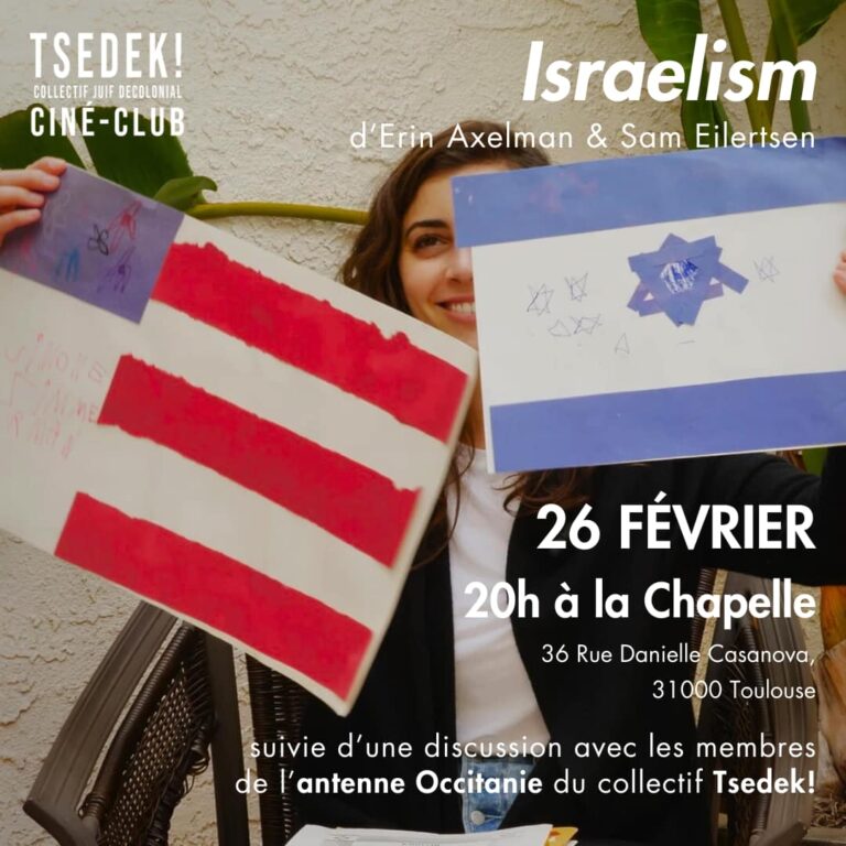 Discussion autour du Film Israelism avec le collectif Tsedek!