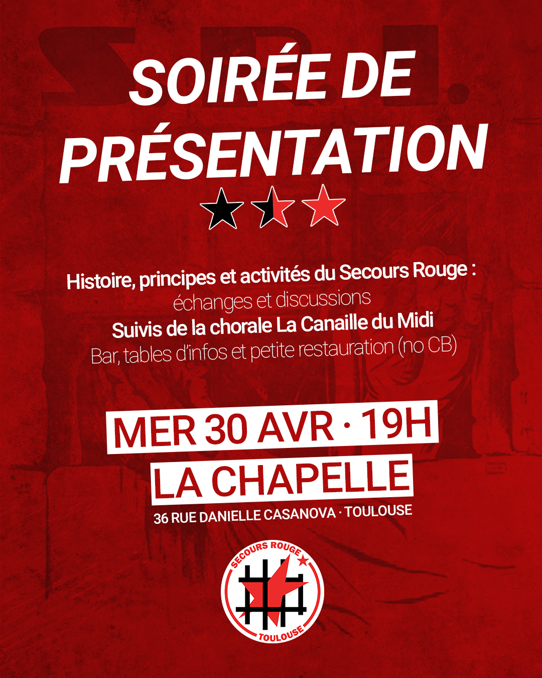visuel soirée présentation insta VF soirée de présentation du Secours Rouge