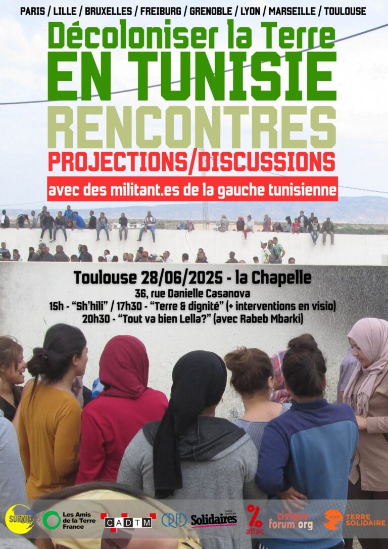 Rencontre et discussion à la Chapelle (Toulouse) en présence d’une délégation de militant.es associatifs et syndicalistes tunisien.nes
